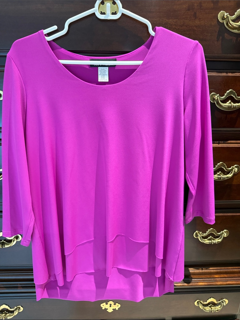 Women's Layered Tunic Top - Bright Fuchsia
